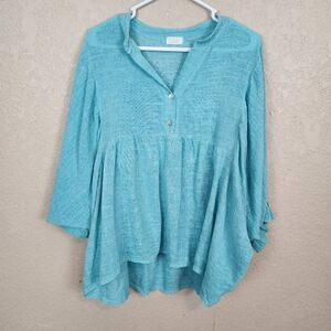 Marisima Italian Linen Bay Wing Sleeve Blouse One Size (4899)